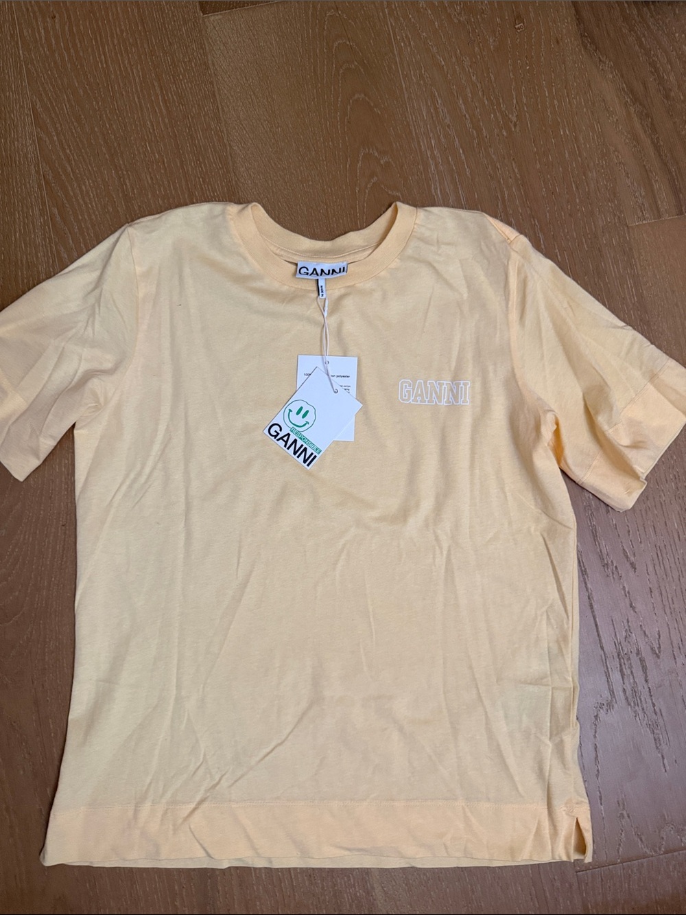 GANNI unisex Light Yellow Logo T-Shirt